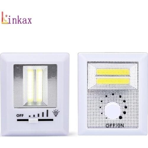 Linkax Magnetic COB LED Switch Wall Night Lights Cordless Lamp Battery Operated Cabinet Garage Closet Camping Emergency Light
