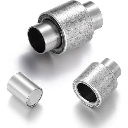 Stainless Steel Magnetic Clasp 6mm Hole Antique Silver Plated Fastener Bracelet Closure Jewelry Making Magnet Buckle