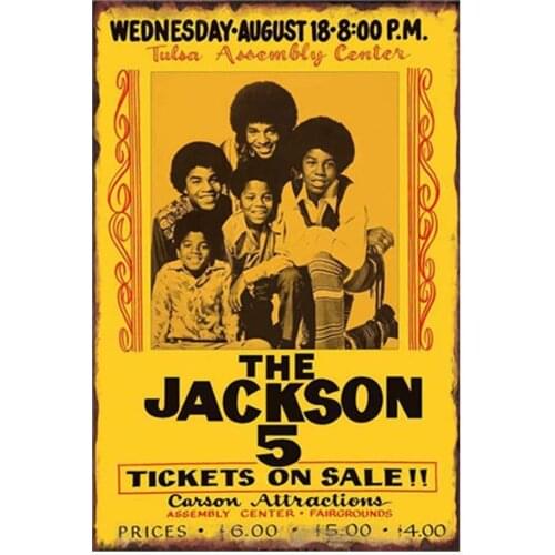 Metal Tin Signs Music The Jackson 5 Vintage Wall Decor Coffee bar Signs 12x8 Inches