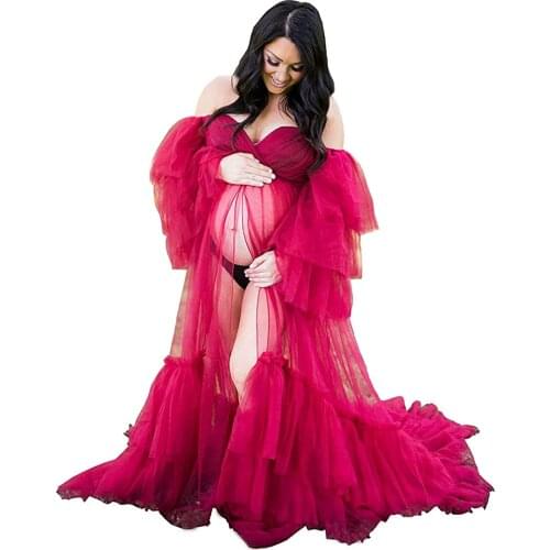 Fashion Evening Dresses Tulle Robe Suitable for Pregnant Women Photography Sweetheart Broom/Brush Lace-Up Multi-Layer Design