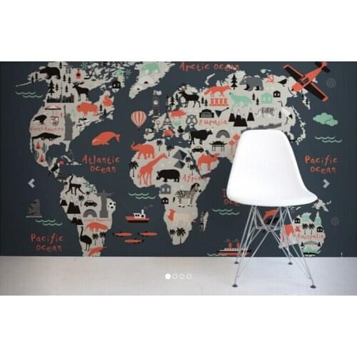 Custom papel de parede infantil, Landmark Kids Map Mural for sitting room sofa bedroom TV wall waterproof vinyl papel DE parede