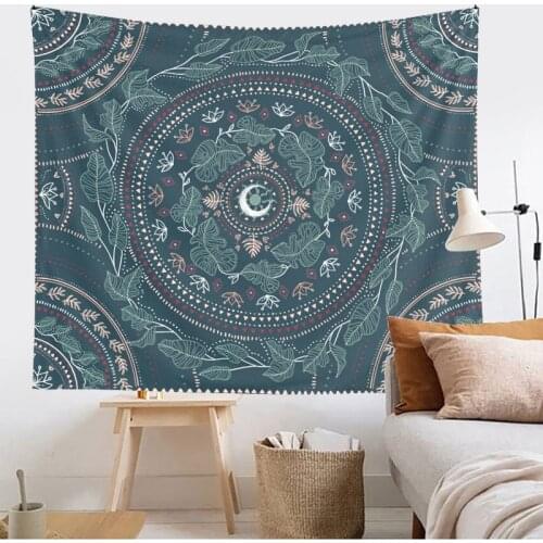 Mandala Flower Tapestry Wall Hanging Botanical Celestial Floral Wall Tapestry Hippie Flower Wall Carpets Dorm Decor Bohemian