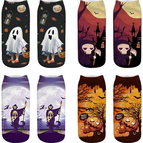 New 3D Printed Women Cotton Socks Funny Skull Musical Note Code Math Pumpkin Lantern Halloween Socks Sports Unisex Winter Socks