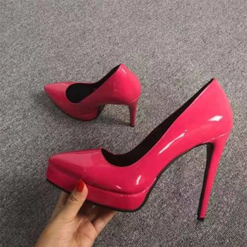 Sexy Platfrom Shoes Women Fashion Gold Patent Leather Fetish Thin High Heels Pumps Slip On Party Dress Shoes Female Plus Size52