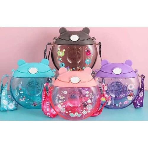 Girl Gift Water Bottle 380ml Capacity Cute Donuts Plastic High-End Spray Travel With Straw Portable Beautiful Baby Nipple Pot