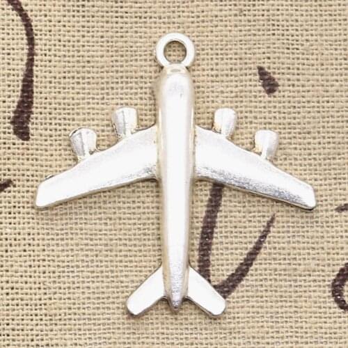 10pcs Charms Airplane Plane 38x38mm Antique Silver Color Pendants DIY Necklace Crafts Making Findings Handmade Tibetan Jewelry
