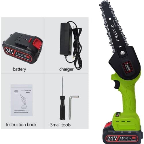 5 Inch 24V Portable Brushless Electric Pruningsaw Rechargeable Small Wood Spliting Chainsaw One-handed Woodworking Tool