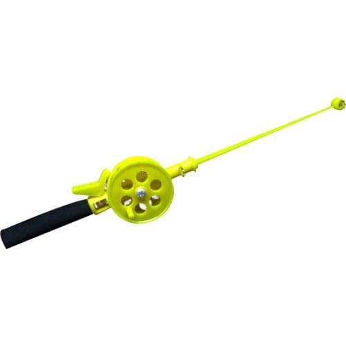 Mini Ice Fishing Rod with Reel Outdoor 33cm Portable Plastic Beginner Children Lake Pond River Yellow Fishing Tackle Reel Pole