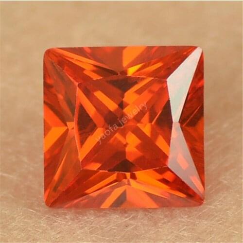 Sale 1.5*1.5~12*12mm 5A Orange Color Cubic Zircon Stone Square Shape Cut Loose CZ Lab Grown Cubic Zirconia Gems For Jewelry