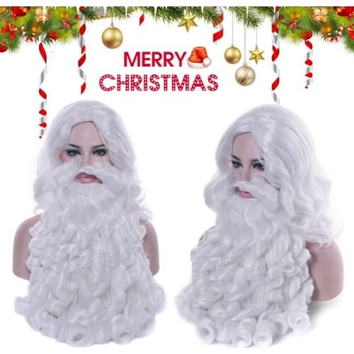 Santa Claus Wig Beard Long White Fancy Dress Costume Accessory for Christmas Party J2Y