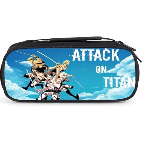 School Supplies Attack on Titan Pencil Case pencil Bag 3D Cartoon For Children Zipper kpop Cosmetic Cases Kids Makeup Box