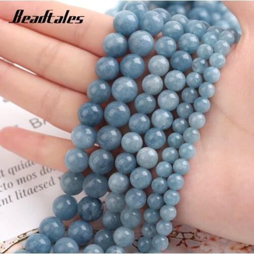Natural Stone Dark Blue Beads Round Dark Blue Loose Beads For Jewelry DIY Making Bracelet Accessories 15" 6/8/10mm Beadtales