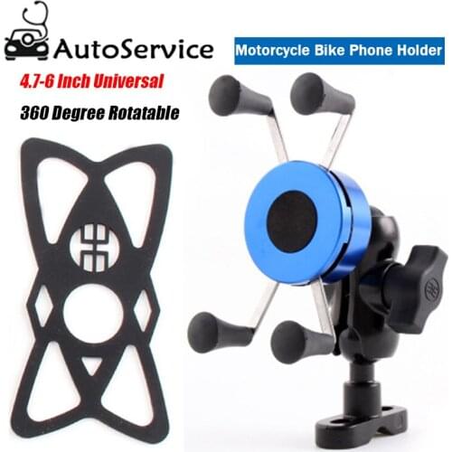 Universal Motorcycle Phone Holder 360 Motorbike Universal Rotating Mount Mobile Review Mirror Phone Stand X-type Bracket Holder