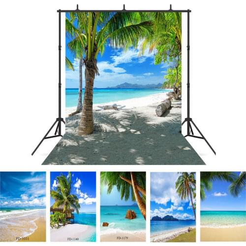 Seaside Beach Palm Tree Photographic Backgrounds For Photo Studio Props Wedding Children Baby Vinyl Cloth Backdrops Photophone