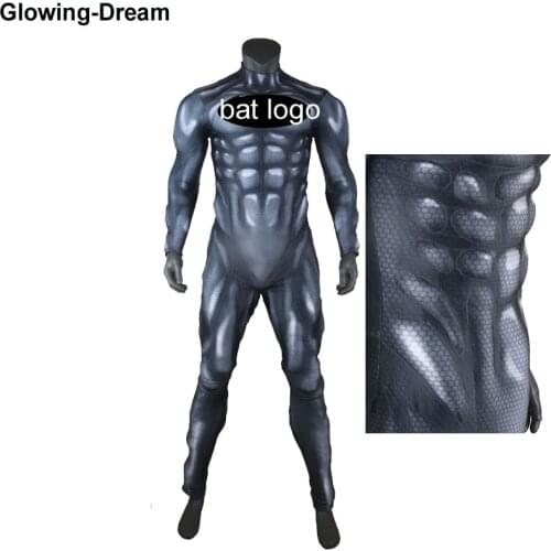 High Quality New Arrival Add Bat Logo Fullbody Muscle Padding Bat Cosplay Costume Muscle Shade Bat Costume