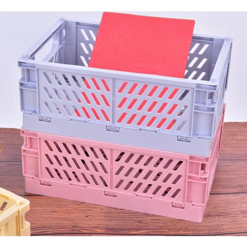 Crate Collapsible Plastic Folding Storage Box Basket Home Storage Supplies Utility Cosmetic Container Desktop Holder