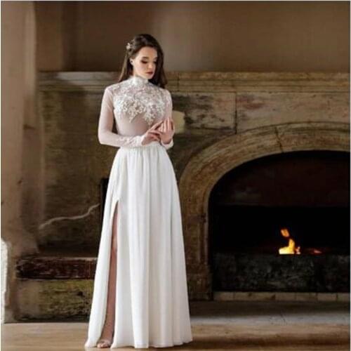 White Ivory Chiffon Beach Boho Wedding Skirts Side Slit Zipper Waistband Floor Length A Line Bridal Maxi Skirts Custom Made