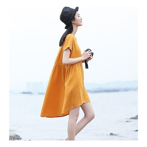 Large size S- 4XL 5XL 6XL 2020 Summer Summer cotton linen dress, solid loose dress,Ladies cotton casual dress Vestidos