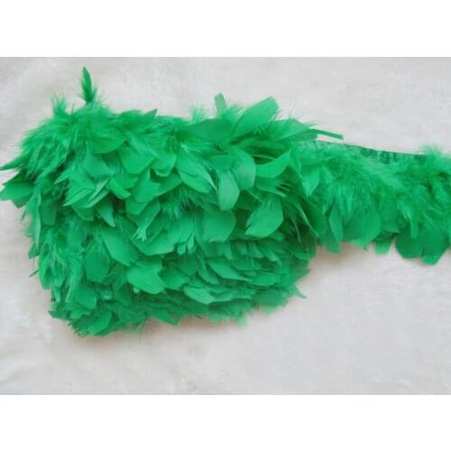 1Meter Grass Green Fluffy Beautiful Turkey Feather Fringe Ribbon Tassel Chandelle Marabou Trim Skirt Dress for Carnival Costume