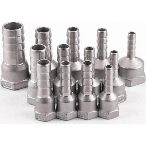 1PCS 1/4 3/8 1/2 3/4 BSP Female x 6/8/10/12/14/15/16/19/20/25mm Hosetail Barb Connector 304 Stainless Steel Plumbing Accessories