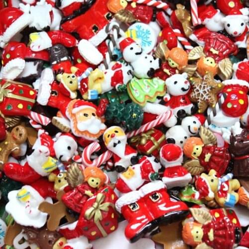 30pcs DIY Random Mix Miniature Resin Christmas Gift Ice Cream Candy Chocolate Cake Beads Phone Case Decor Charms Accessories Toy