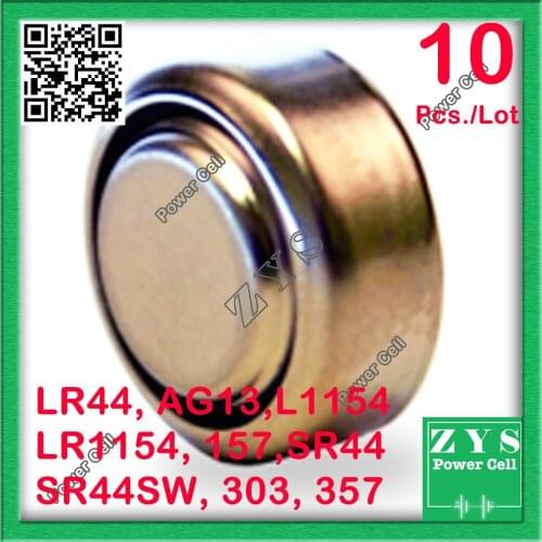 10pcs/Lot button cell 1.5v 120mah SP76 RW82 RW42 357A LR44 AG13 L1154 157 SR44 SR44SW 303 357 LR$$ Free Shipping