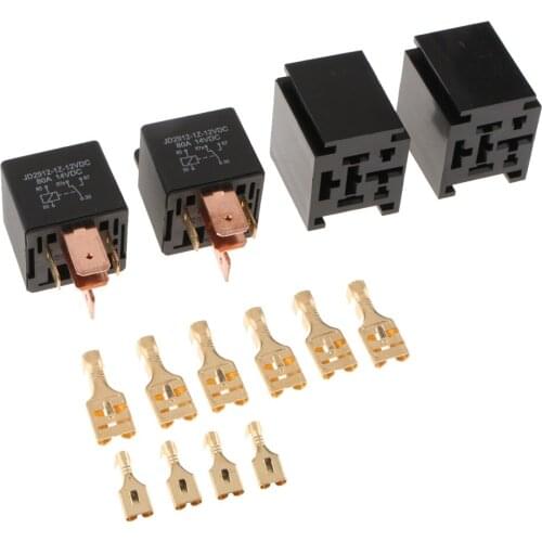 2 Sets Car Truck Automotive 12V 80A SPDT 5Pin Starter Relays with Terminals