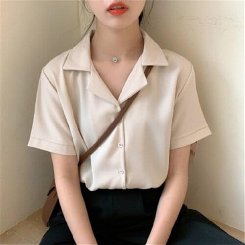 2021 Fashion Women Chiffon Blouse Summer Shirt Short Sleeve Blouses White Tops V Neck Korean Style Clothes Office Ladies ZY5509