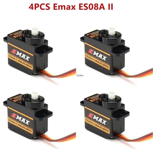 4PCS Emax ES08A II High Sensitive Mini Sub Mini Plastic Gear Analog Servo 1.8kg/sec for RC Models Helicopter ES08MD ES08MA