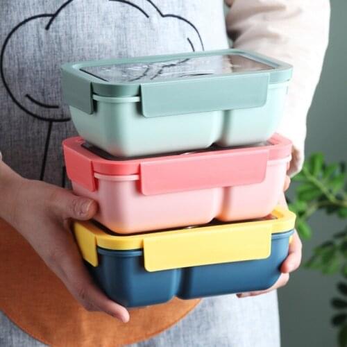 850ml Microwave Lunch Box Wheat Straw Dinnerware Food Storage Container Children Kids School Office Portable Bento Box 3 Colors