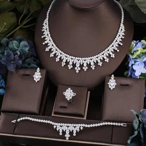AccKing Hotsale African 4pcs Bridal Jewelry Sets New Fashion Dubai Jewelry Set For Women Wedding Party Accessories Design