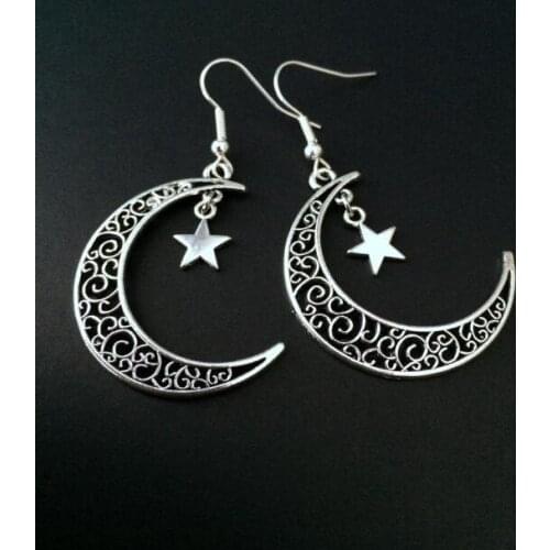 Bohemian gothic moon star pendant earrings moon earrings star creative earrings Fashion Accessories Woman Holiday Gift