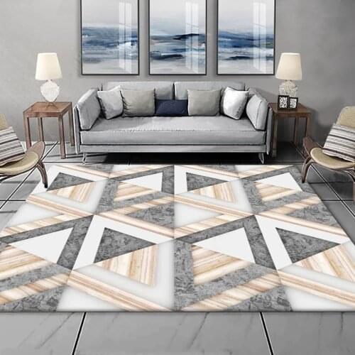 Imitation marble stitching pattern large carpet customize 2.6m width floor mat plush printing rug for living room bedroom mat
