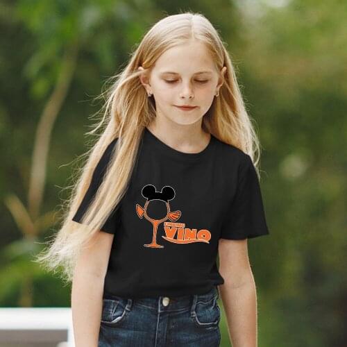 Children Summer New Products T-Shirt Wine Glass Princess Printing Kawaii Tshirts Outdoor Short Sleeve Harajuku Comfortable Trend