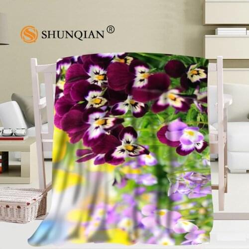 Custom Pansies Travel Blanket Home TV Casual Relax for Family Soft Fluffy Warm Blanket