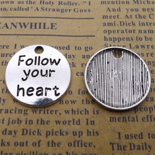Follow Your Heart Charm Pendants Jewelry Making Finding DIY Bracelet Necklace Earring Accessories Handmade Tools 5pcs