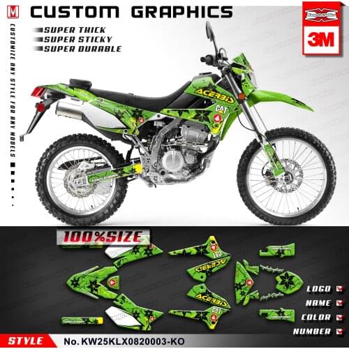 KUNGFU GRAPHICS Motocross Stickers Vinyl Decals for KLX 250 S D-Tracker X Final Edition 2008 2009 2010 2011 2012 to 2020