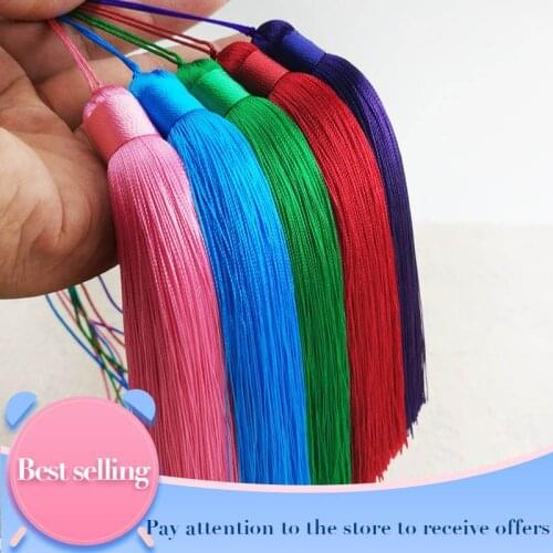 Customizable 12cm Polyester tassels with Hanging ring silk sewing bang tassel trim decorative key tassels for Pendant home Decor
