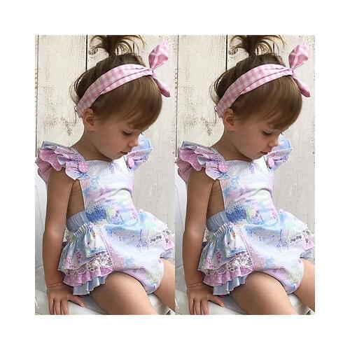New Sweet Baby Girls Floral Romper Jumpsuit Outfits Sleeveless Toddler Newborn Lovely Adorable Kids Summer Clothes 0-3Y