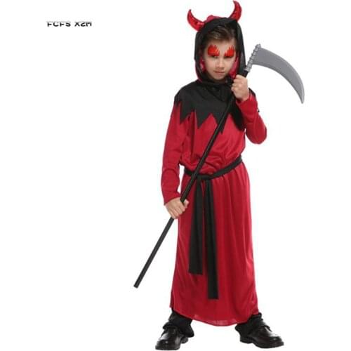 Boys Fiend Hell Devil Demon Cosplay Children Halloween Azrael Death Costumes Kids Carnival Purim Easter Masquerade Party dress