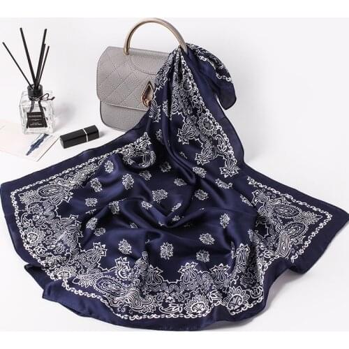 Fashion Silk Satin Hair Scarf For Women Small Shawl Paisley Printed Bandana Head Bag Scarfs Female 70*70cm Kerchief Neck Scarves