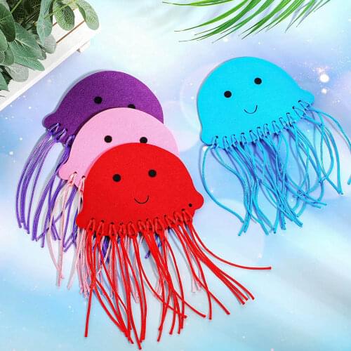 4Pcs Jellyfish DIY Felt Craft Sea Animals Sewing Kit Teaching Aid Early Education Toy Enhanced Hands-on Ability For Children