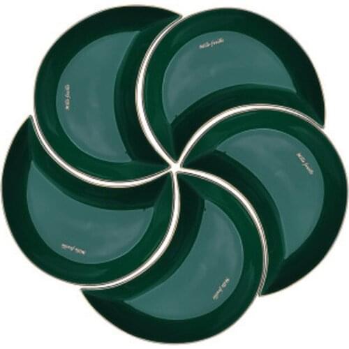 5 Piece Set Nordic Ins Phnom Penh Green Creative Moon Platter Set Home Kitchen Supplies Peacock Green Moon Plate Multifunction