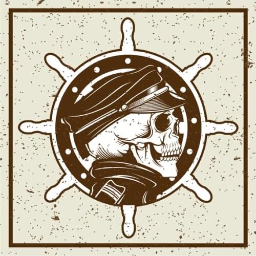 Skeleton Captain Master Rudder Master Rudder Yacht RV Self-driving Sticker Decal #04046