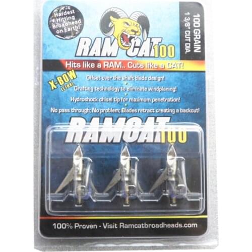 3Pcs Ramcat Broadheads 100 grain with 3 Blades for Arrow Hunting
