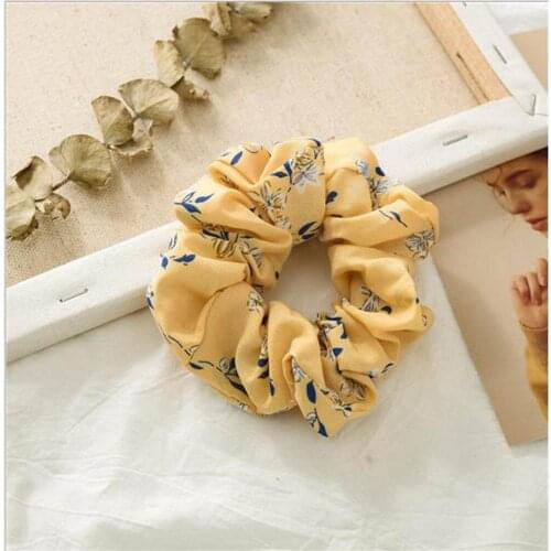 2020 New Fashion Fabric Hair Tie Elastic Band Cute Girl Floral High Elastic Headband Headdress Korean Simple Style