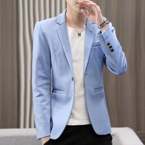 2021 New Mens Solid Color Casual blazer Youth Business Wear Simple Autumn blazer