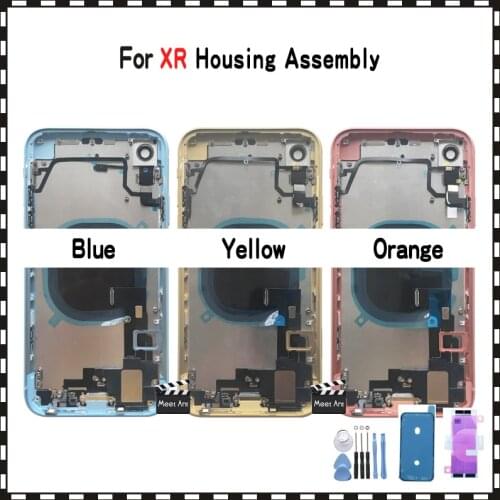 New For iphone XR X Back Housing Assembly Full Middle Frame Chassis Rear Battery Cover With Back Glass Flex Cable