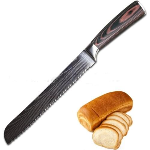 Stainless Steel Patterned Bread Knife Serreted Baking Tool Cake Dessert Pastry Knife Frozen Meat Saw Cake Master Special Knives