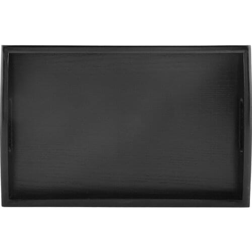 Serving Tray Large Black Wood Rectangle Food Tray Butler Breakfast Trays with Handles Easy to Grip CLH@8